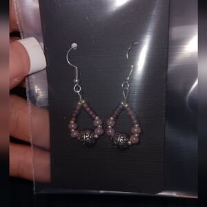 NIB handmade teardrop lavender and plum purple earrings